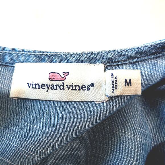 Vineyard Vines Size Medium Chambray Godet Swing Skater Dress #763 - Picture 3 of 12